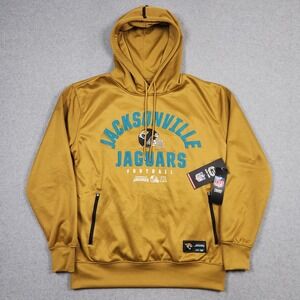 Jacksonville Jaguars Hoodie Mens Medium Gold Pullover Pockets Performaance NEW
